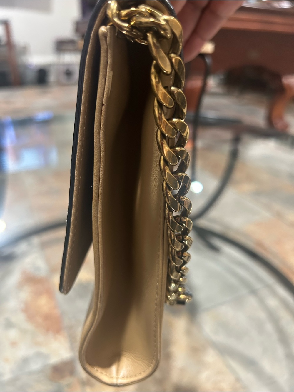 Jimmy Choo Beige and Black Quilted Shoulder Bag (Clutch) with Gold-Tone Hardware - Picture 6 of 10